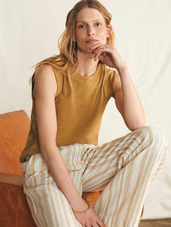 faherty Sunwashed Slub Muscle Tank - Antique Bronze Women's Knits