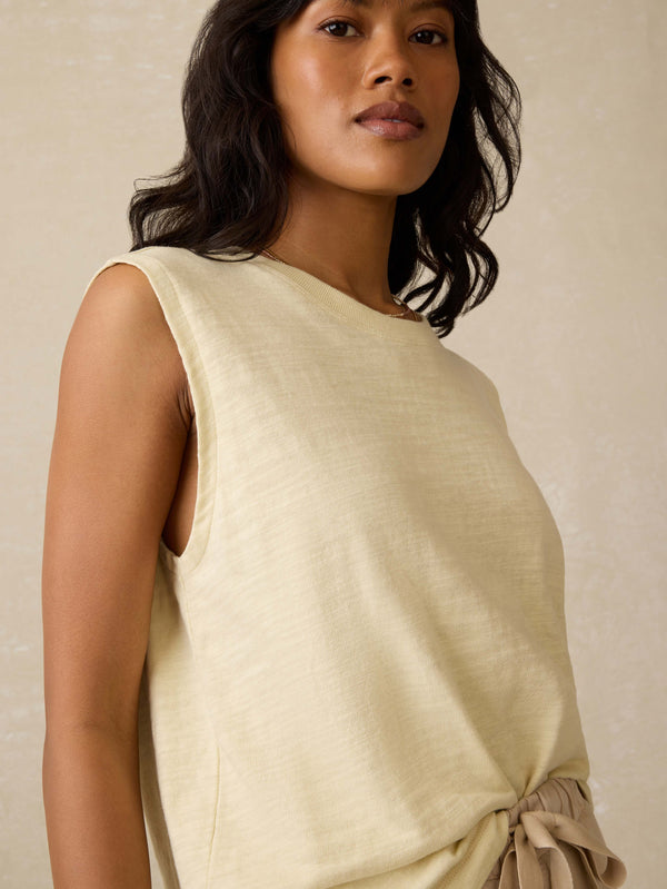 Faherty Sunwashed Slub Muscle Tank - Lemon Sorbet Women's Knits