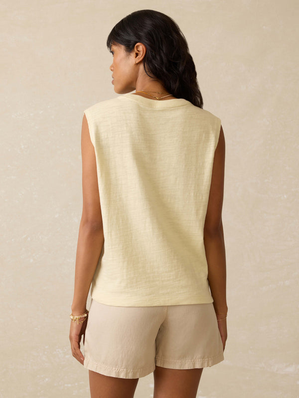Faherty Sunwashed Slub Muscle Tank - Lemon Sorbet Women's Knits