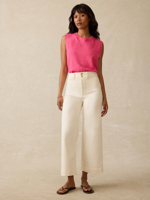 Faherty Sunwashed Slub Muscle Tank - Pink Flambe Women's Knits