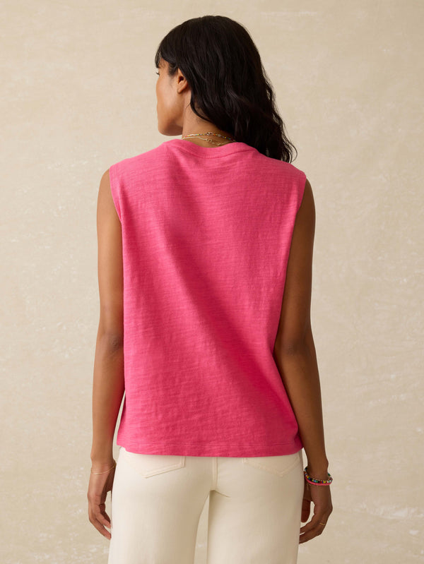 Faherty Sunwashed Slub Muscle Tank - Pink Flambe Women's Knits