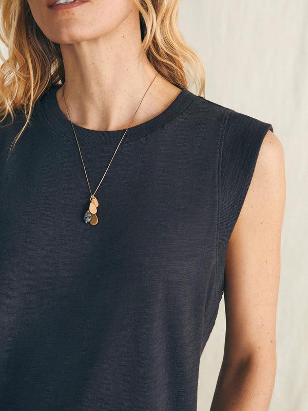 Faherty Sunwashed Slub Muscle Tank - Washed Black Women's Knits