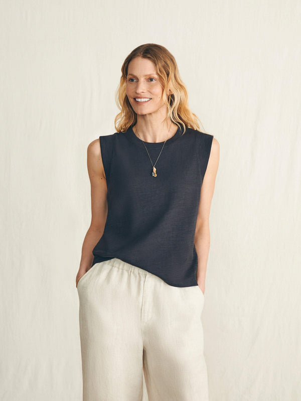 Faherty Sunwashed Slub Muscle Tank - Washed Black Women's Knits