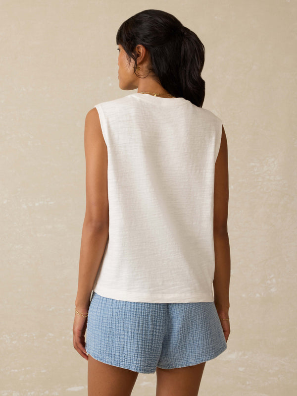 Faherty Sunwashed Slub Muscle Tank - White Women's Knits