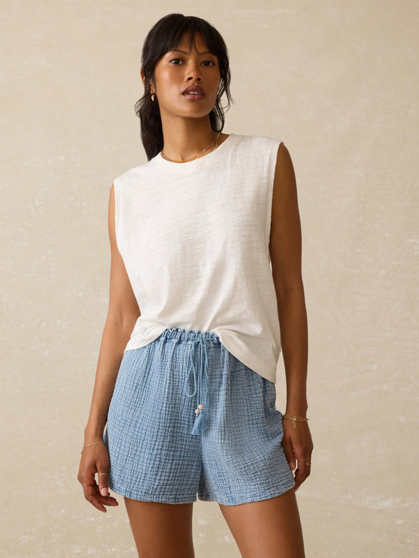 faherty Sunwashed Slub Muscle Tank - White Women's Knits