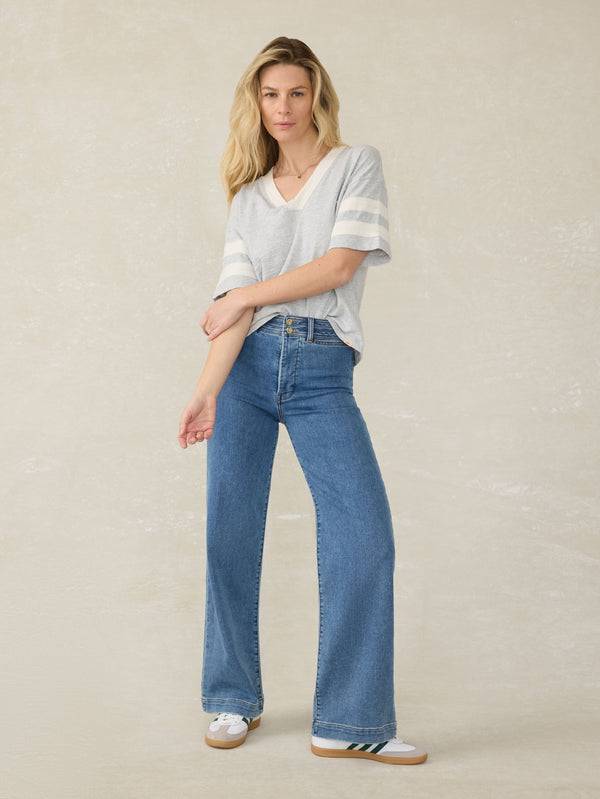 faherty Sunwashed Slub Varsity Tee - Grey Varsity Women's Knits