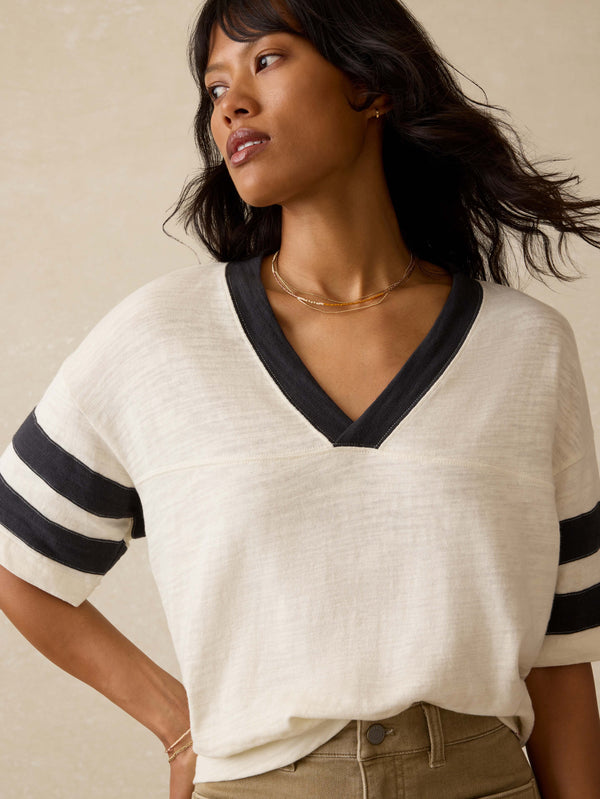 Faherty Sunwashed Slub Varsity Tee - Phantom Varsity Women's Knits