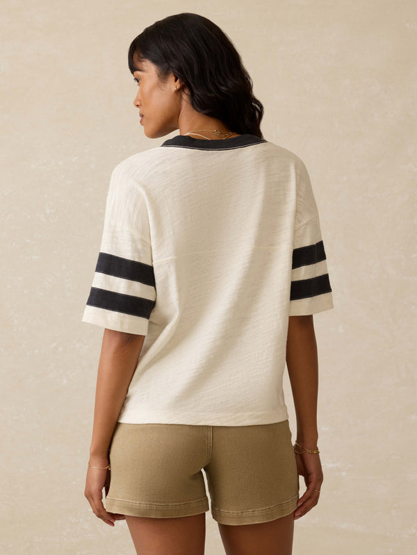 Faherty Sunwashed Slub Varsity Tee - Phantom Varsity Women's Knits