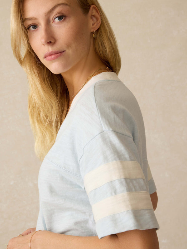 Faherty Sunwashed Slub Varsity Tee - Sky Varsity Women's Knits