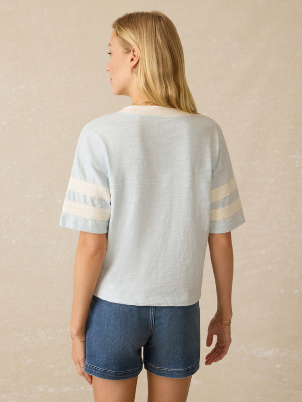 Faherty Sunwashed Slub Varsity Tee - Sky Varsity Women's Knits
