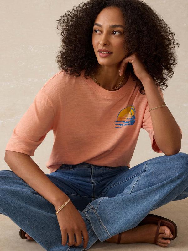 faherty Sunwashed Slub Vintage Tee - Canyon Sunset Women's Knits
