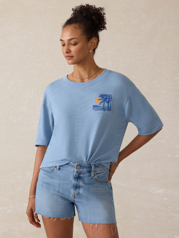 Faherty Sunwashed Slub Vintage Tee - Dusty Blue Women's Knits