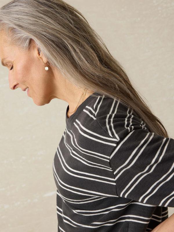 Faherty Sunwashed Slub Vintage Tee - Phantom Highland Stripe Women's Knits