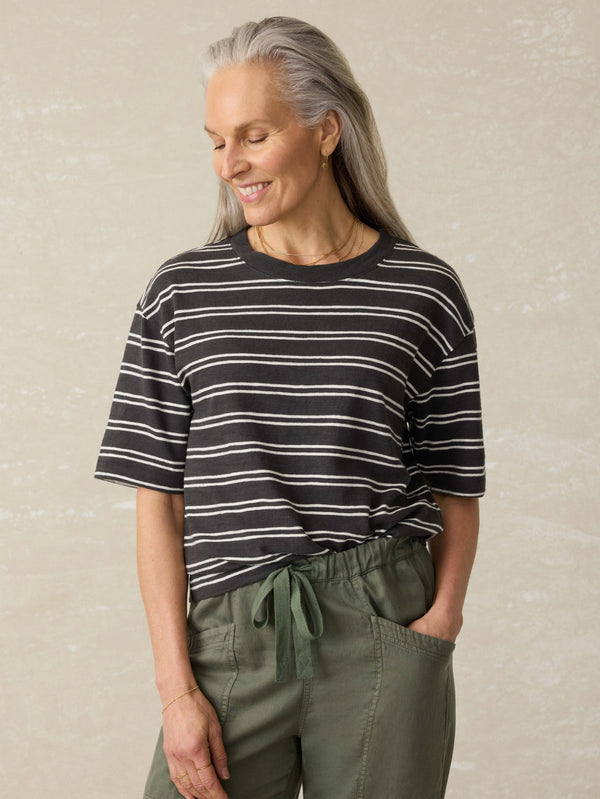 faherty Sunwashed Slub Vintage Tee - Phantom Highland Stripe Women's Knits