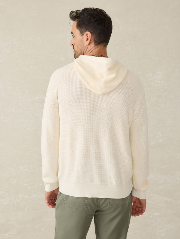 Faherty Sunwashed Sweater Hoodie - White Shell Men's Sweaters