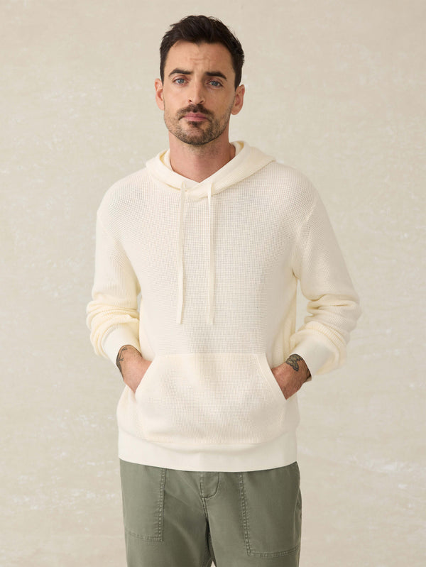 faherty Sunwashed Sweater Hoodie - White Shell Men's Sweaters