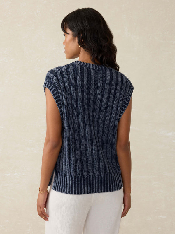 Faherty Sunwashed Sweater Vest - Navy Blazer Women's Sweaters