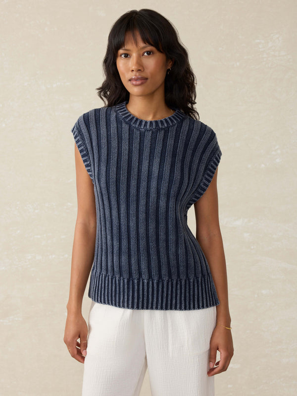 faherty Sunwashed Sweater Vest - Navy Blazer Women's Sweaters