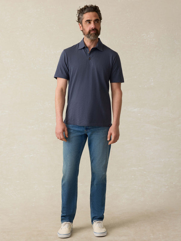 Faherty Sunwashed T-Shirt Polo - Dune Navy Men's Knits