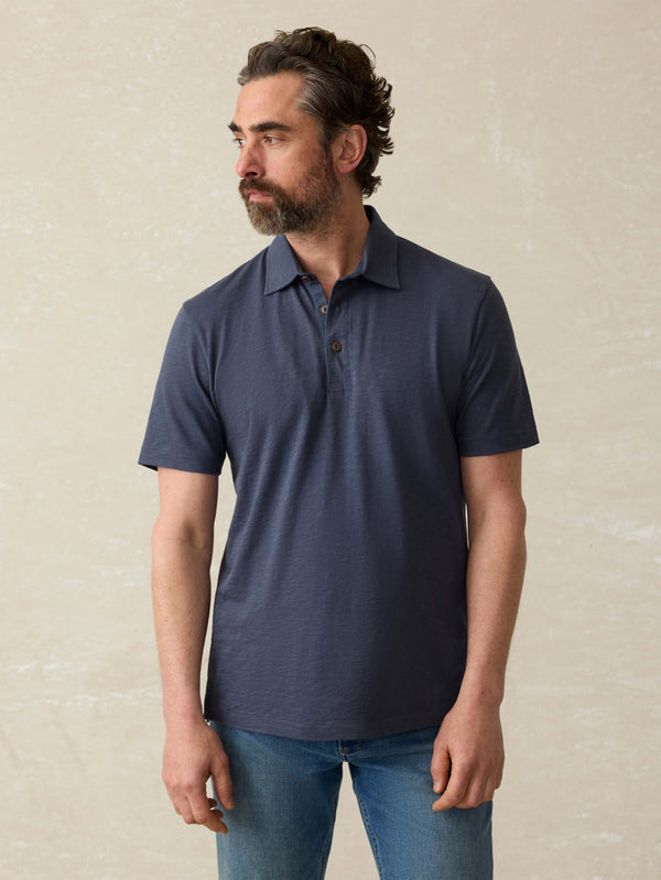 faherty Sunwashed T-Shirt Polo - Dune Navy Men's Knits