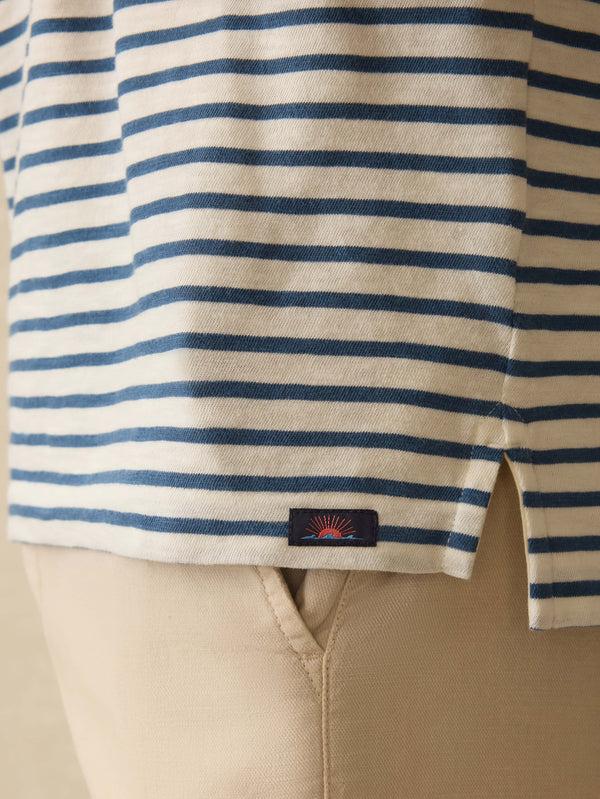 Faherty Sunwashed T-Shirt Polo - Ivory Breton Stripe Men's Knits