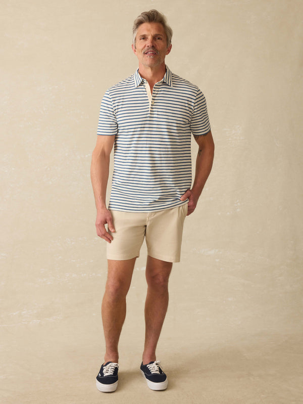 Faherty Sunwashed T-Shirt Polo - Ivory Breton Stripe Men's Knits