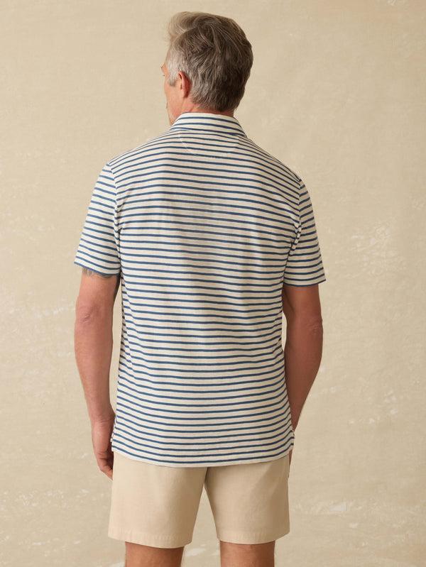 Faherty Sunwashed T-Shirt Polo - Ivory Breton Stripe Men's Knits