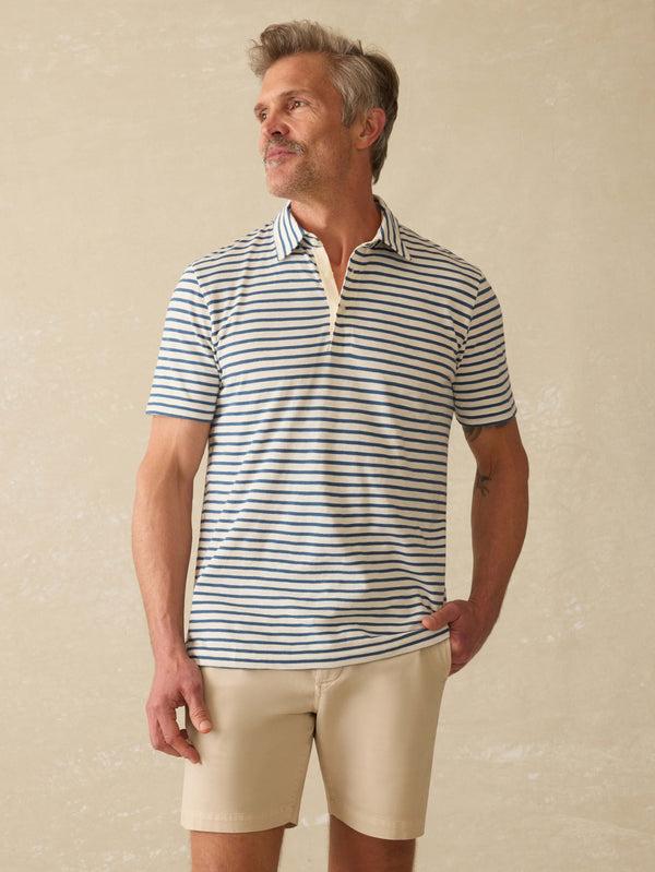 faherty Sunwashed T-Shirt Polo - Ivory Breton Stripe Men's Knits