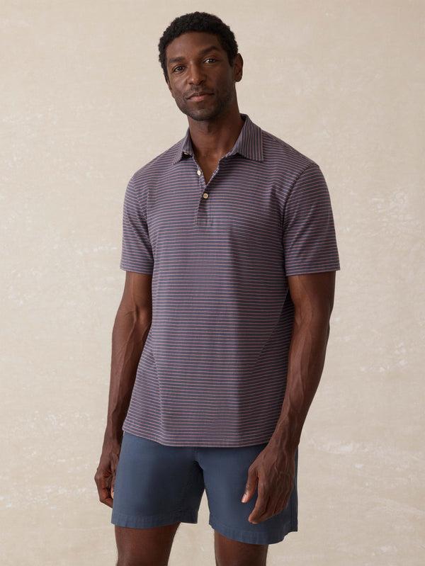 Faherty Sunwashed T-Shirt Polo - Sea Fire Stripe Men's Knits