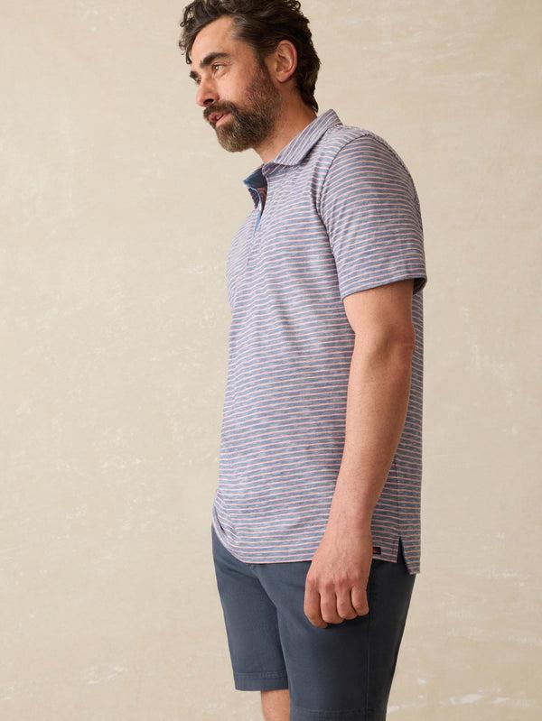 Faherty Sunwashed T-Shirt Polo - Searock Fire Stripe Men's Knits