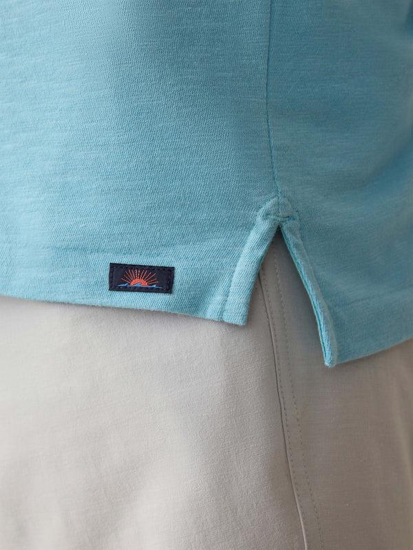 Faherty Sunwashed T-Shirt Polo - Teal Sea Men's Knits