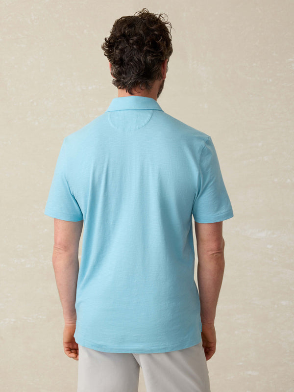 Faherty Sunwashed T-Shirt Polo - Teal Sea Men's Knits