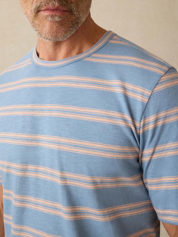 Faherty Sunwashed Tee - Coast Coral Stripe Men's Knits