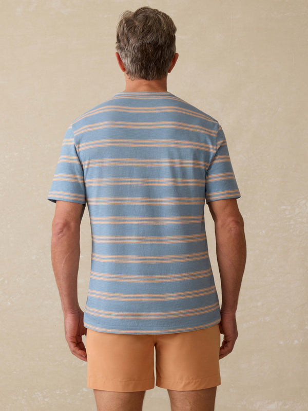 Faherty Sunwashed Tee - Coast Coral Stripe Men's Knits