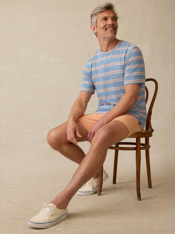 Faherty Sunwashed Tee - Coast Coral Stripe Men's Knits