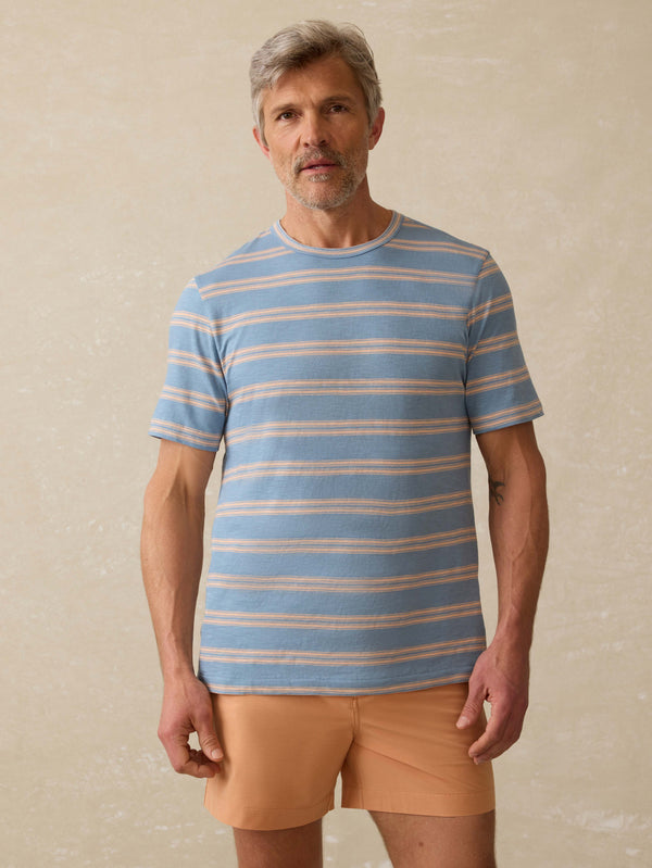 faherty Sunwashed Tee - Coast Coral Stripe Men's Knits