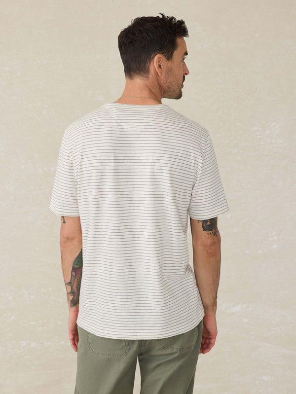 Faherty Sunwashed Tee - Cream Flint Stripe Men's Knits