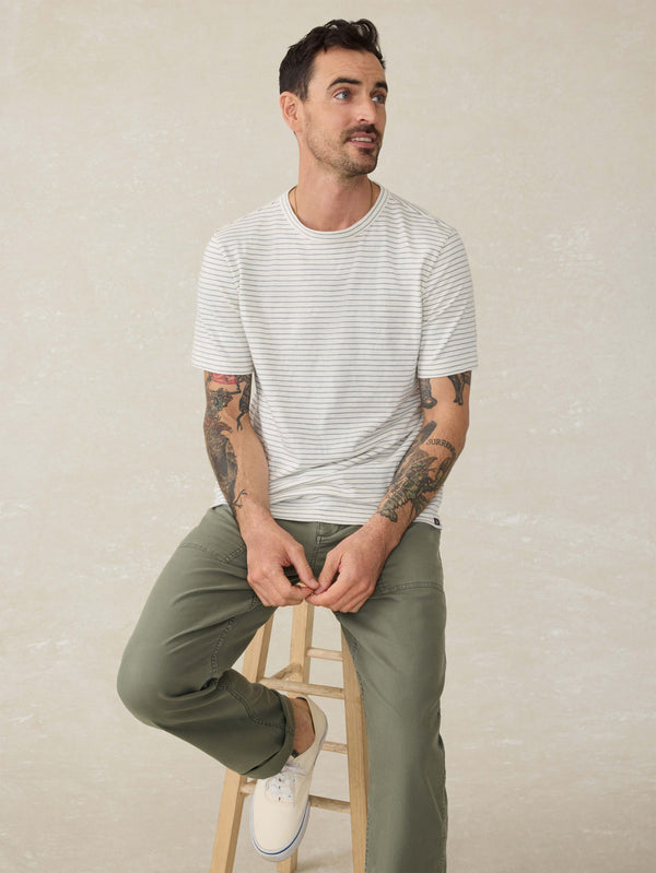 Faherty Sunwashed Tee - Cream Flint Stripe Men's Knits