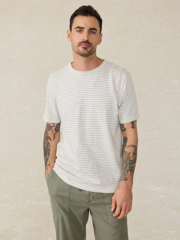 faherty Sunwashed Tee - Cream Flint Stripe Men's Knits