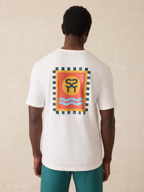 Faherty Surf Ghana Short Sleeve Flag Graphic Tee - White Men's Knits