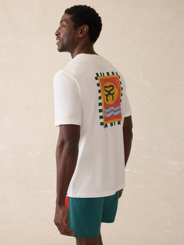 Faherty Surf Ghana Short Sleeve Flag Graphic Tee - White Men's Knits