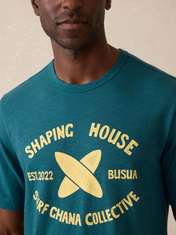 Faherty Surf Ghana Short Sleeve Shaping House Graphic Tee - Agona Green Men's Knits