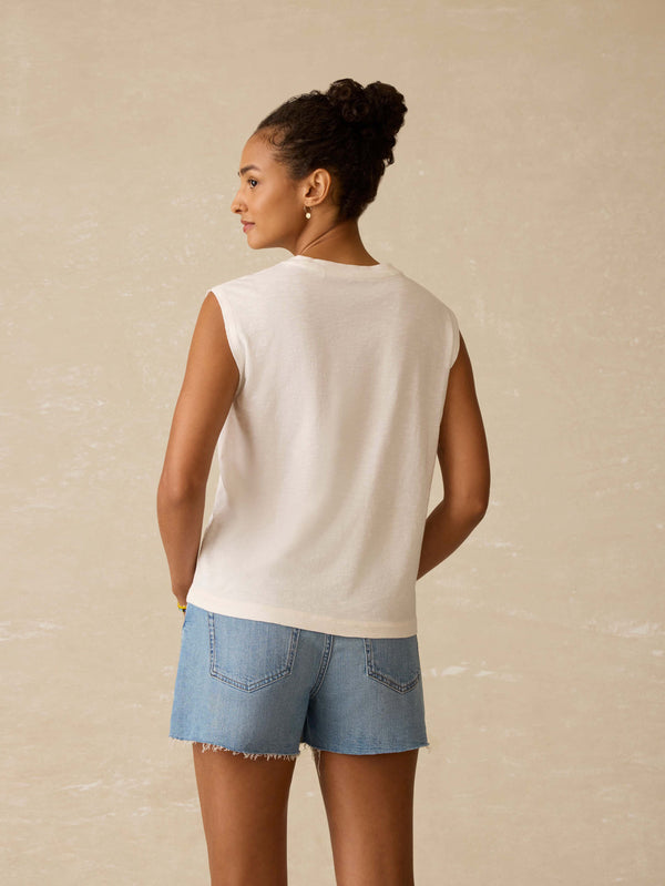 Faherty Surf Ghana Sunwashed Muscle Tank - White Women's Knits