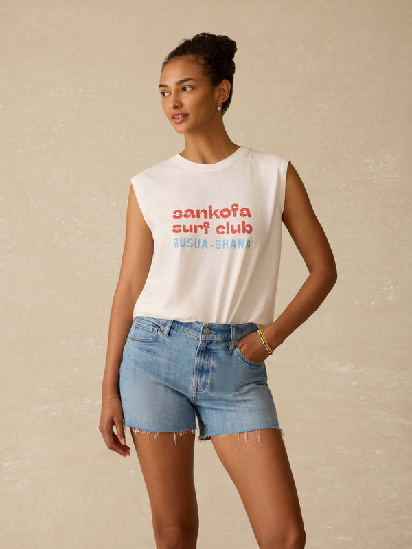 faherty Surf Ghana Sunwashed Muscle Tank - White Women's Knits