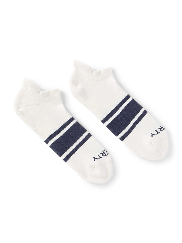 faherty Surf Stripe Ankle Sock - White Accessories Socks