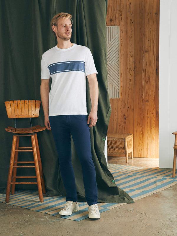 Faherty Surf Stripe Sunwashed Pocket Tee - White Men's Knits