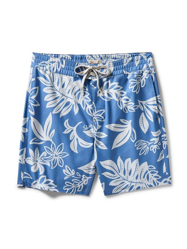 Faherty Surfrider Sunwashed Boardshort - Sky Floral Men's Swim
