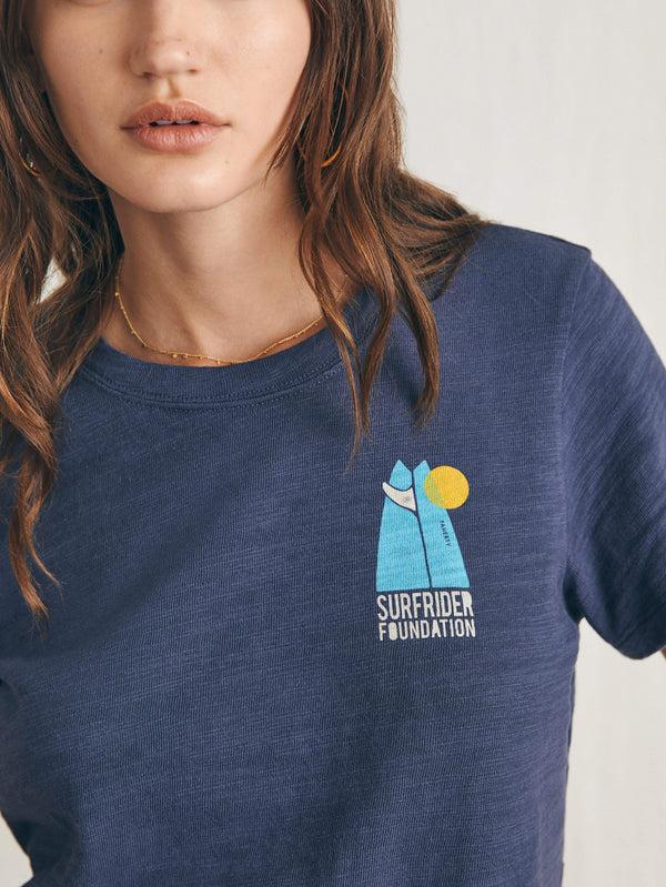 Faherty Surfrider Sunwashed Cropped Tee - Dune Navy Women's Knits