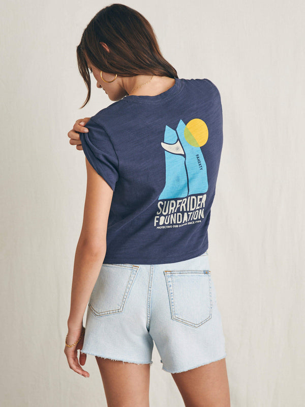 faherty Surfrider Sunwashed Cropped Tee - Dune Navy Women's Knits