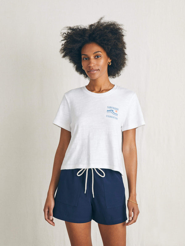 Faherty Surfrider Sunwashed Cropped Tee - White Women's Knits